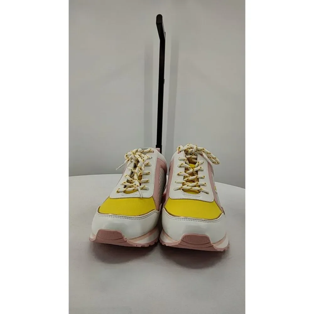 Michael Kors Pink Yellow White Mesh Platform Sneakers